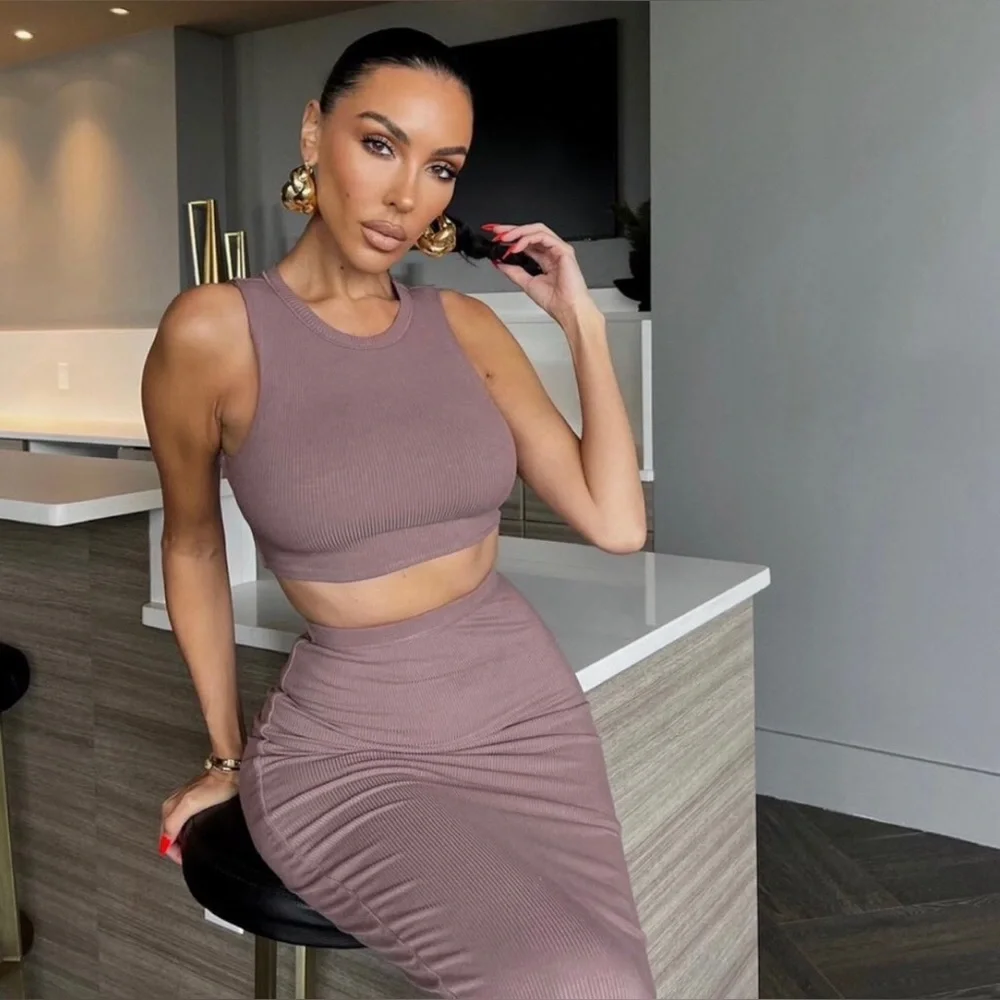 Naked Wardrobe Ribbed Vibes Skirt Set
